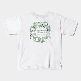 Happiness Quote Shabby Chic Watercolor Roses Kids T-Shirt